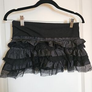 Elegant Black Ruffled Mini Skirt